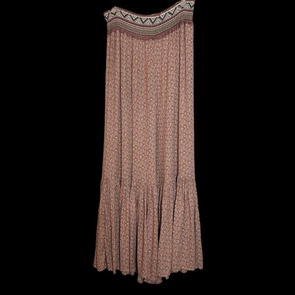 KORI Boho Wide Leg Ruffled Flare Lightweight Paisley and Aztec Print Pants Sz.S - Picture 5 of 15